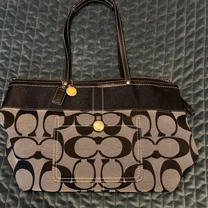 Coach Black and Gray Signature Tote